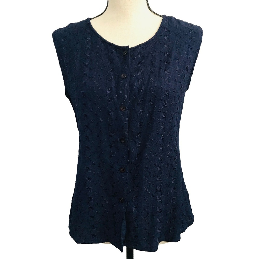 Magnum Navy Rayon Embroidered Top​​